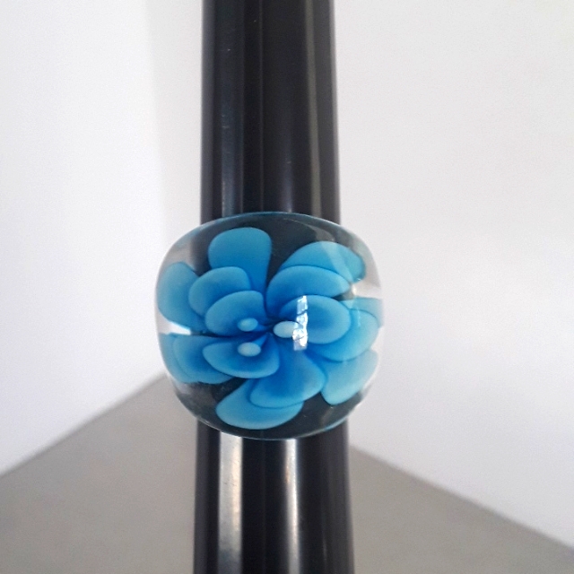 Mushroom Cap Style Blue Flower Ring Mushroom Cap Style Blue Flower Ring